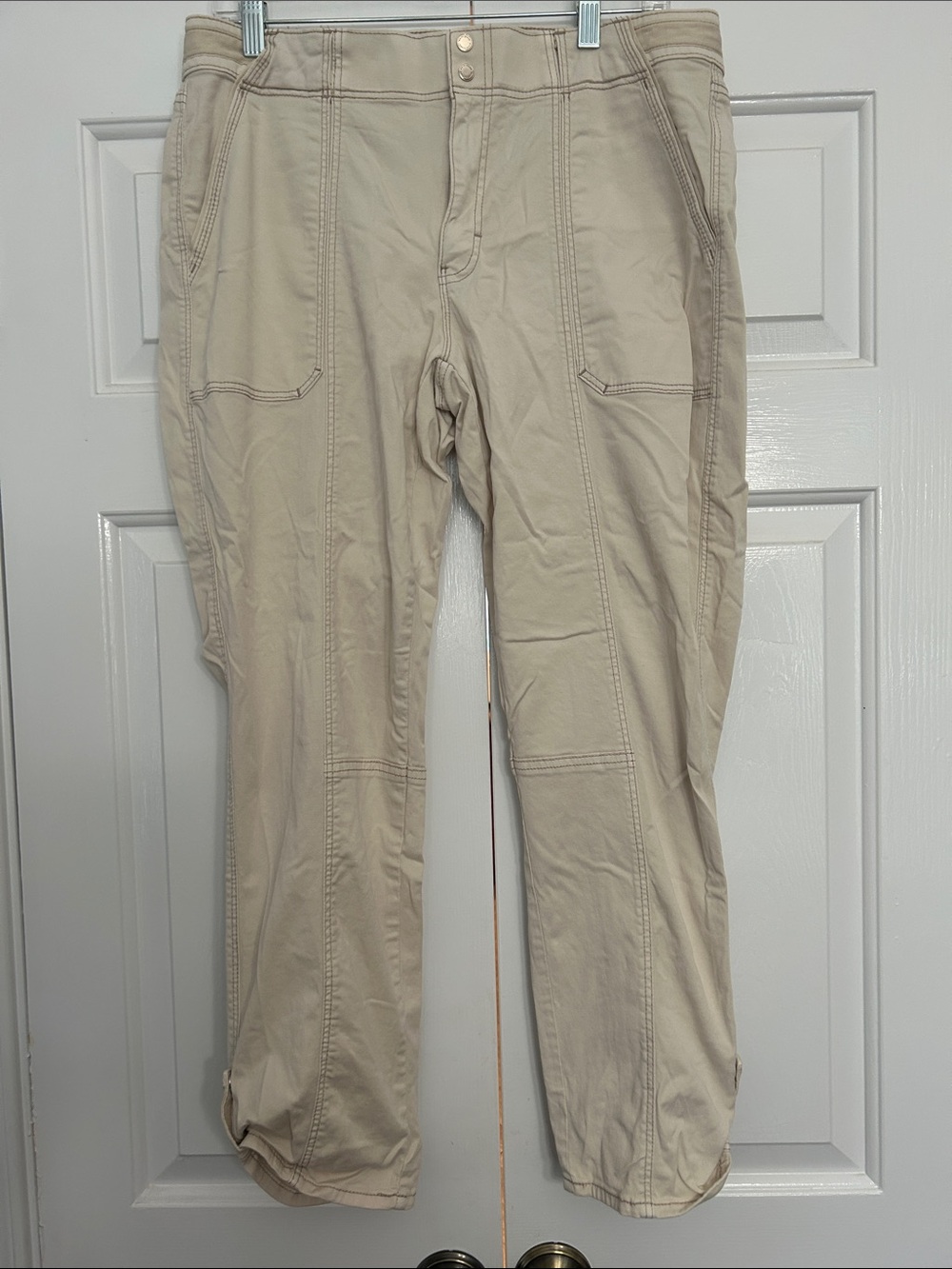 White House Black Market Light Beige Cropped Utility Pants